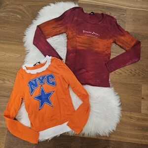 Vintage Guess Burgundy and Orange NYC Tops